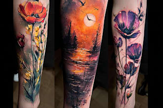 create a watercolor tattoo design