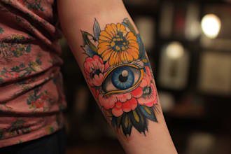 draw watercolor tattoo design