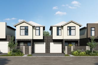 redesign 3dreal estate property,residential building,render brick house,driveway
