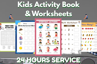 create kids worksheets, activity books, math practice books or worksheets