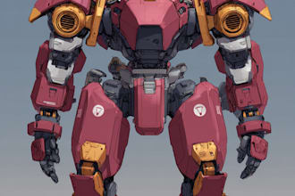 draw mecha gundam and humanoid character concept for you