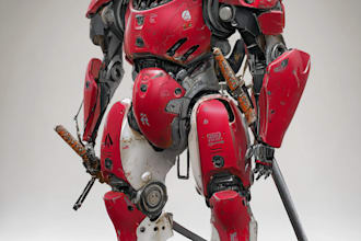 draw amazing character mecha robot illustration