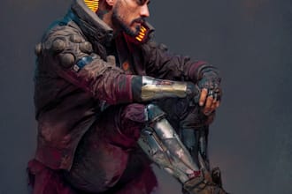 create scifi or cyberpunk character portrait art