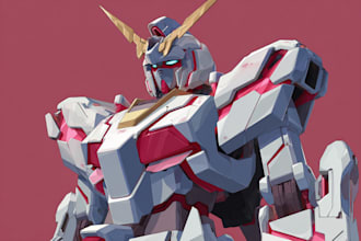 do a mecha robot gundam illustrations