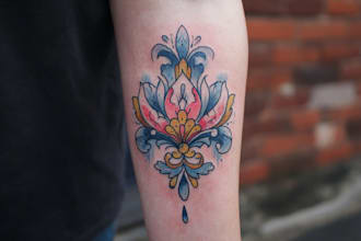 draw watercolor tattoo design