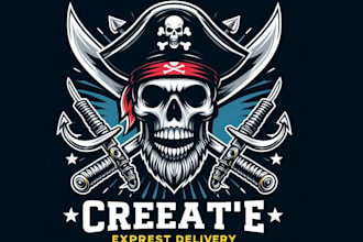 create high quality skull pirate logo with express delivery