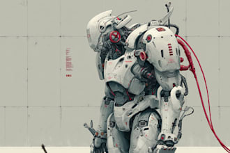 draw amazing character mecha robot illustration