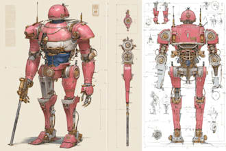 draw mecha, robot, sci fi concept art