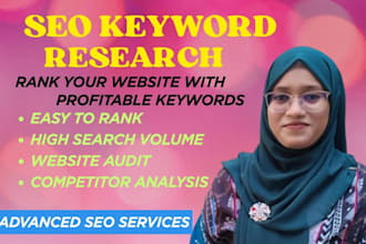 do keyword research,website audit and competitor analysis