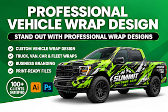 design professional custom vehicle wrap, and truck wrap