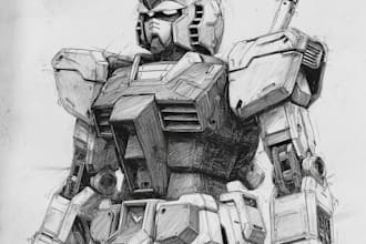 draw gundam, transformers, mecha robot in anime