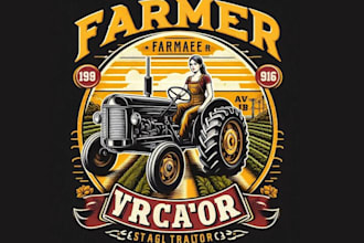 design t shirt farmer vintage tractor logo
