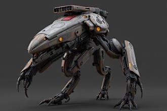 design 3d sci fi mech, robot and creature concept models