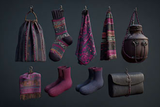 make clothes, bags,  gloves and socks in marvelous designer