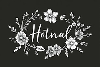 design hand drawn botanical boho signature logo
