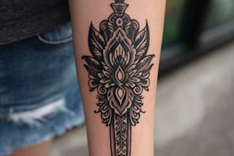 design unique handdrawn persian arabic calligraphy tattoo