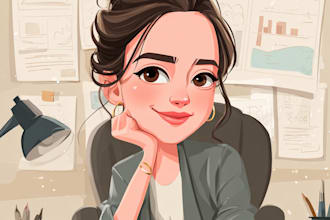 do modern business caricature, portrait, cartoon logo design
