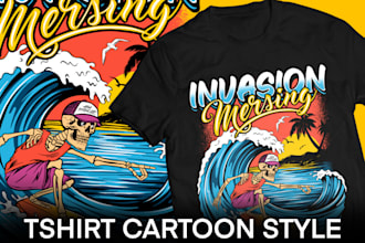 draw cartoon style for tshirt, merch