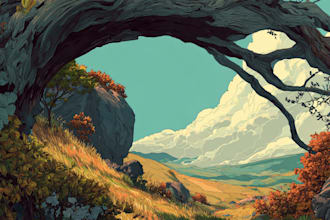 draw a natural landscape and background illustration