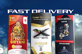 design custom roll up banner, poster or billboard for events and sales