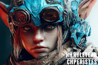 create fantasy, sci fi, character with hyperrealistic style
