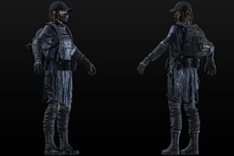model sexy 3d soldier character, uniform,asset model, fix your file,idle animate