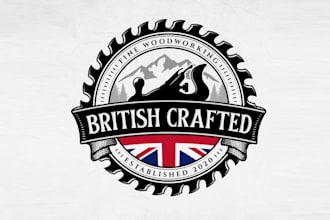 design luxurious british crafted woodworking logo