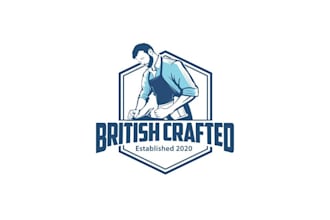 design awesome british crafted woodworking logo