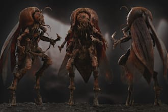 produce 3d horror character, 3d creature model, gothic, 3d animal model, ue5,cc4