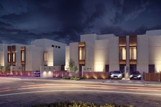 craft 3d town house launch,exterior wall,real estate building,cgi facade render