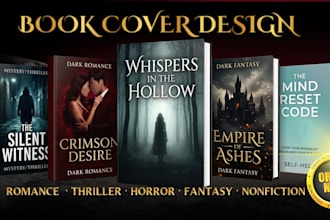 do gothic dark romance book cover design, horror thriller cover design mystery