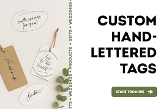 create minimalist custom handlettered holiday tag and unique packaging label