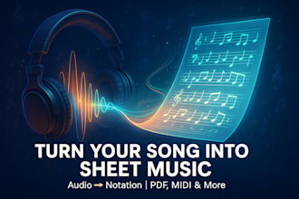 do accurate piano music transcription from audio or midi to sheet music
