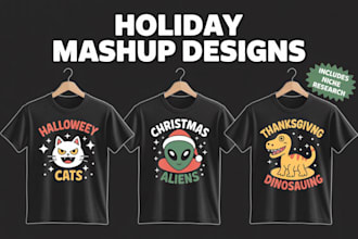 create unique holiday mashup t shirt designs with research
