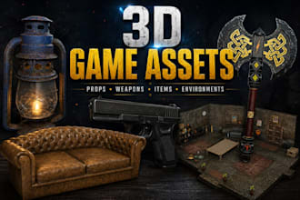 create 3d game assets, props and weapon modeling in blender
