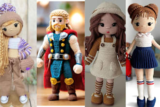 design custom soft hand made crochet pattern plush toy cute plush doll plushie