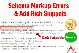 fix schema markup errors, add rich snippets for SEO faqs, reviews, breadcrumbs