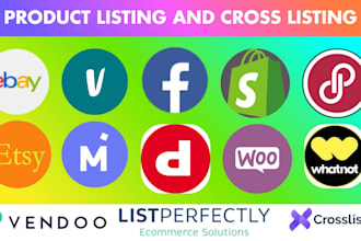 do product listing, cross listing using vendoo list perfectly flyp inkfrog