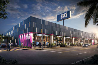 recreate 3d commercial building, night club interior, restaurant render,lounge