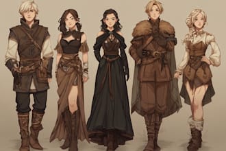 draw a fantasy dnd party character illustration