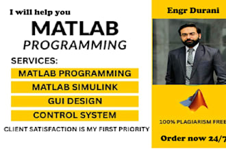 do matlab programming, coding, simulink, gui, signal, data and image processing