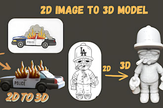 convert 2d to 3d model full body character face 2d art toy for 3d printing