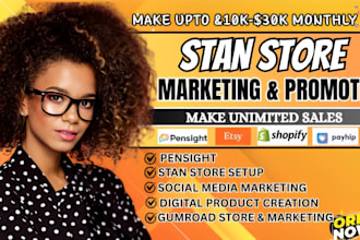 setup stan store marketing, stan store design, shopify digital products store