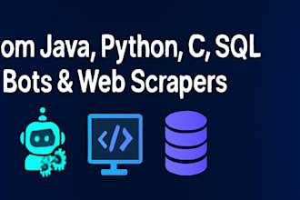 script java, python bot c sql database coding programming project, web scraper
