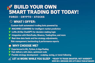 code a forex bot, crypto bot, stock bot, integrating machine learning and llm ai