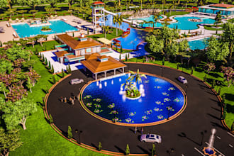 do 3d rv park resort, campground, road design, playground, high way design