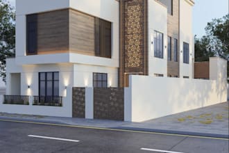 pattern contemporary architecture, facade design, urban villa, exterior lighting