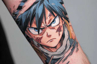 make comic cartoon anime tattoo design