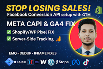 fix meta pixel for shopify, wp, setup meta capi, ga4 server side via GTM, stape