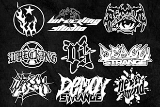 make modern streetwear logo custom, psychedelic, edgy, y2k, grunge for you